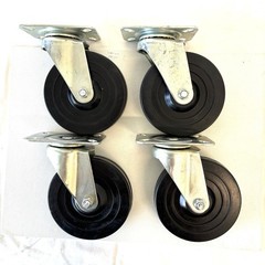 Casters: 4 4.5″ Heavy Duty Phenolic Wheels Swivel Top Plate Set Lot New