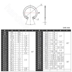 Internal Circlips C Clip Retaining Rings M6 M7 M8 M9 M11 M12 M13 M15 M15 M16-M80