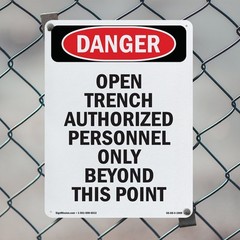Portrait Open Trench Authorized Personnel Only OSHA Danger Sign – 5 or 10 Pack