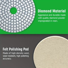 4 Inch 50-6000Grit Diamond Polishing Pads Kit Wet/Dry for Granite Stone Concrete