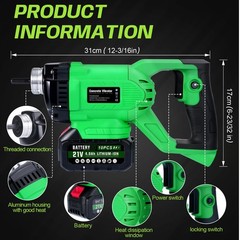 850W Cordless Concrete Vibrator With Battery with 5ft Φ35mm Shaft Rod 6000 RPM