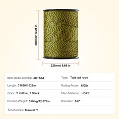 Uimoso 3366Ft 1026M Electric Fence Polywire for Livestock and Animals