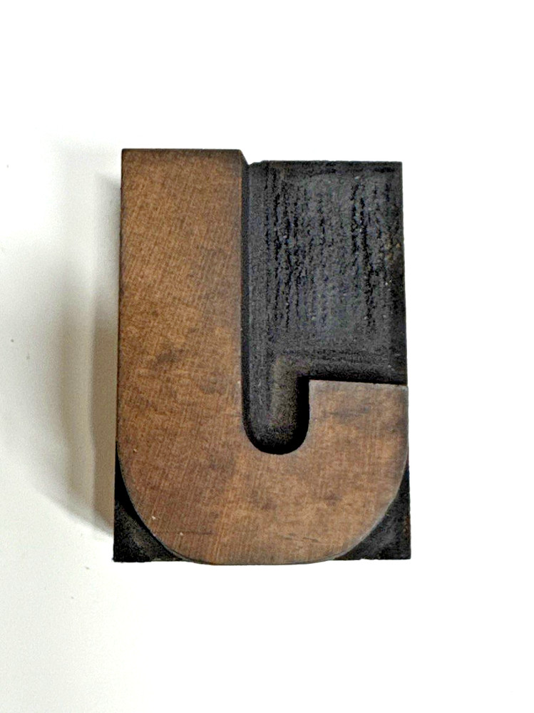 Vintage Letterpress WOOD LETTER J “J” PRINT TYPE Printing 2″