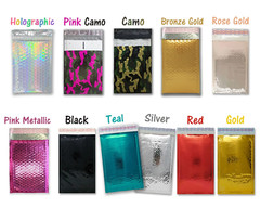 4×8 Metallic Bubble Mailers Padded Shipping Envelopes, Mirrored Hologram Choose!