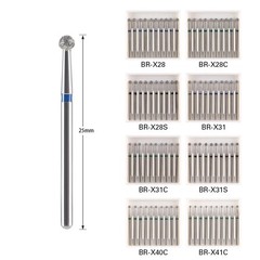 Dental Diamond Burs Drill Ball Round Type 25mm FG 1.6mm For High Speed Handpiece