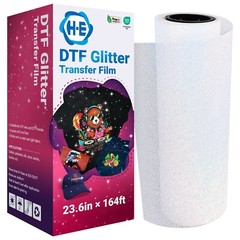 23.6″ x 164ft DTF Glitter Transfer Film Roll Cold Peel For Dark & Light Fabric