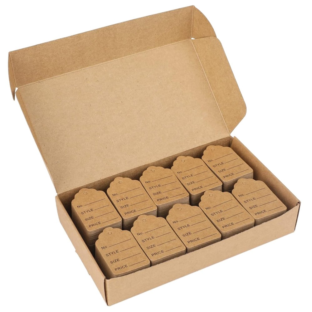 1000 Pack Brown Clothing Price Tags Small Kraft Paper Labels for Retail Jewel…