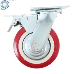 4Pcs 6″ × 2″ Heavy Duty Swivel Caster Wheel With Belt Brake Casters Polyurethane