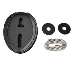 Concealed Carry Permit Badge Clip + Neck Chain Recessed Leather CCW No Badge