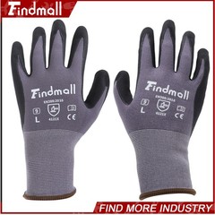 Findmall 6 Pairs L-Size Work Gloves MicroFoam Nitrile Coated Knit Nylon Gloves