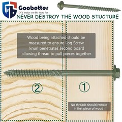 50-Pcs Structural Wood Screws 8 Inch #14 X 8 Heavy Duty Timber Screws Rust Resi