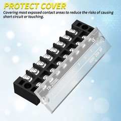 8 Position Terminal Block 25A 600V Dual Row Screw Terminal Strip Dual Row wit