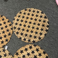 Stars & Stripes Placements Americana Patriotic Navy STAR JUTE ROUND Set of 4