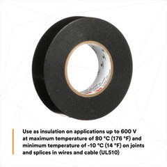 3M Temflex Vinyl Electrical Tape [7 mil] (175): 3/4 in. x 60 ft. (Black)