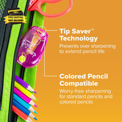 Office Pencil Sharpener, Manual, One Assorted Color, Twist-N-Sharp, Kids, Boys,