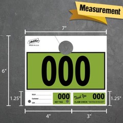 Versa-Tags 3000 Lime Green Automotive 3 Part Dispatch Numbers Mirror Hang Tags