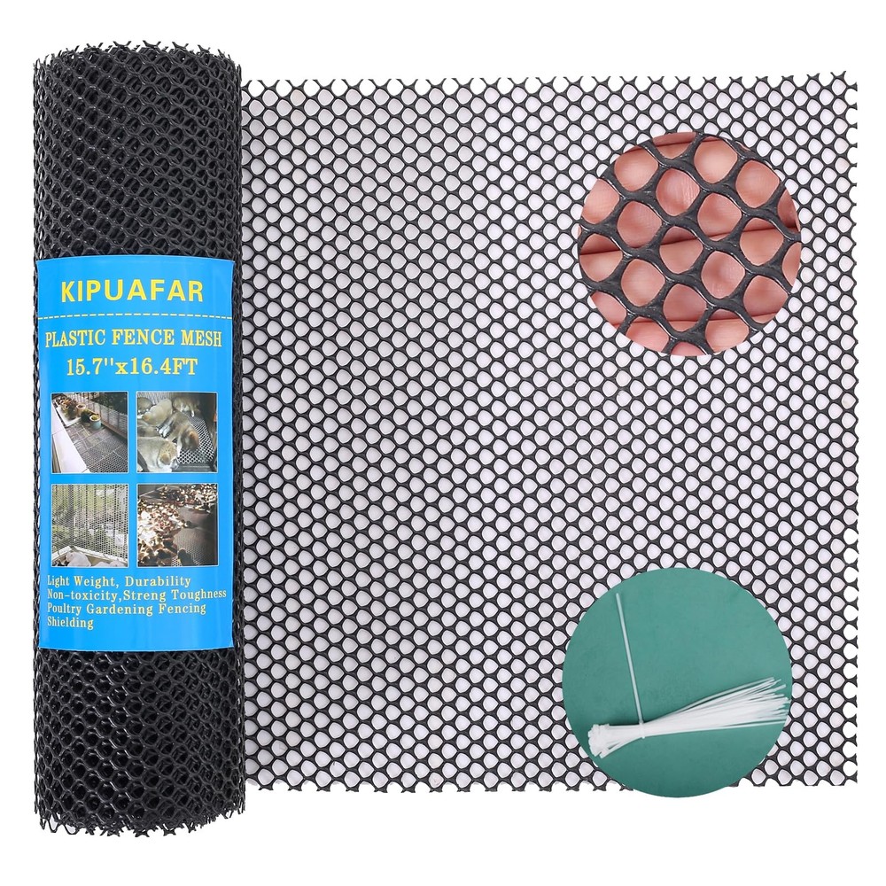 Pet Proof Barrier Net, Black Plastic Chicken Wire Mesh Fencing 15.7IN x 16.4F…