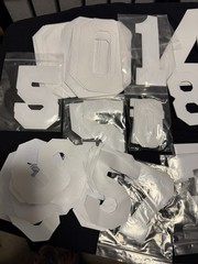 Large LOT VINYL & TWILL SPORTS 4″ 6″ 3″ 8″ NUMBERS Heat Transfer Press White
