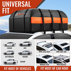 15 Cu Ft Waterproof Car Rooftop Cargo Carrier Bag Roof Rackless Mat Straps Lock