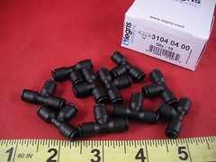 Legris 3104 04 00 Qty (10) Union Tee Fitting 31040400 Black Tube Lot 5/32″ 4mm