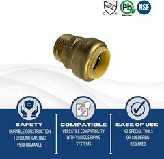 Push Fit Adapter 1 Inch Male NPT Copper Stainless Steel Plumbing Fitting