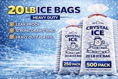 20 lb Ice Bags Drawstring Heavy Duty Bulk 250 500 Pack VALUE