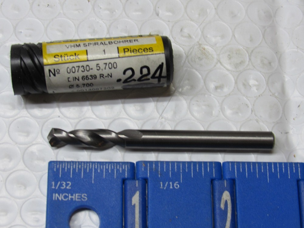 GUHRING #00730-5.700 2 FLUTE 5.7 MM (.224″) SOLID CARBIDE TWIST DRILL (1 PC)