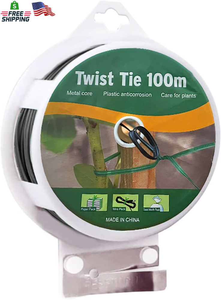 Twist Tie, 328 Feet (100M),Black Cable Ties with Cutter, Black Twist Ties，Garden