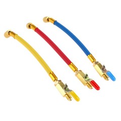 Color-Coded Heavy-Duty Refrigeration Hoses with 1/4″ Ball Valve – 600 Psi Max