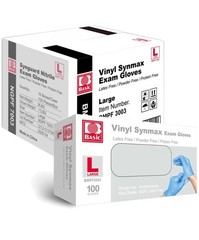 10 Boxes of 100 – Synmax Vinyl Exam Gloves Large BMPF 3003