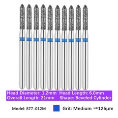 Vakker 10pc Diamond Bur FG Bevel Cylinder & Gingival Curetage Polishing Burs