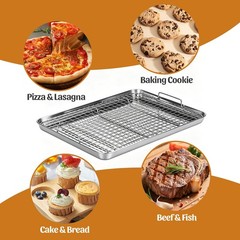 15.9″ Large Stainless Steel Baking Sheet with Rack & Glove, 15.9″, 2 PCS