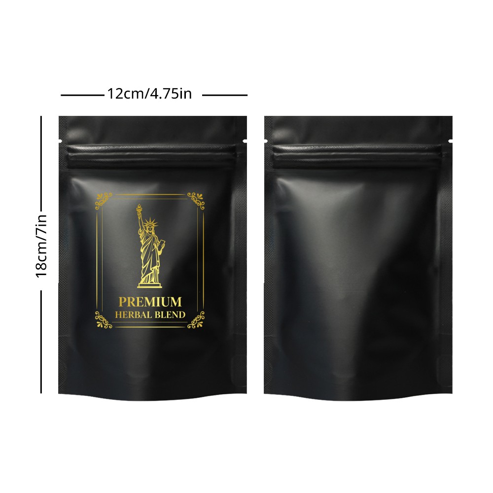 7g Black Mylar Bags Pre-Printed Design Moisture Barrier for Daily Herb Keeping