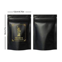 7g Black Mylar Bags Pre-Printed Design Moisture Barrier for Daily Herb Keeping