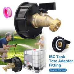 275-330 Gallon IBC Tote Tank Adapter 2″ Coarse Thread Brass Hose Faucet Valve