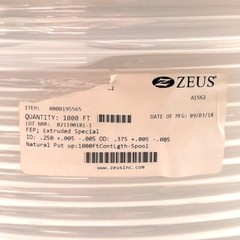 Zeus FEP Extruded Special Tubing, ø0.250in ID, ø0.375in ID *Sold By Foot*