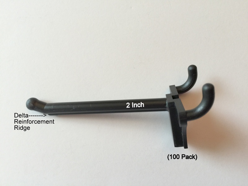 100 2″ Black Plastic Peg Hooks Garage, Storage, Retail Pegboard Display USA Made