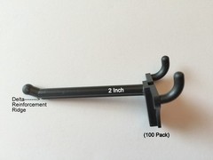 100 2″ Black Plastic Peg Hooks Garage, Storage, Retail Pegboard Display USA Made
