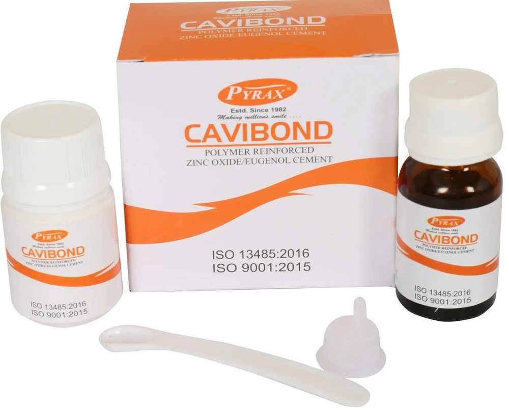 Dental Pyrax CAVIBOND Zinc Oxide Eugenol Temporary Cement Powder Liquid Set