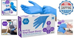 Nitrile/Vinyl Disposable Exam Gloves – Powder-Free, Latex-Free, Box of 100
