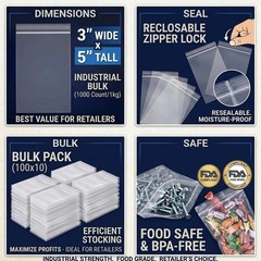 [BULK] 3″ x 5″ Clear Reclosable Zip Bags – Food Grade & Pharmacy Safe