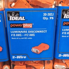 Ideal PowerPlug Luminaire Disconnect Connector 2-Wire 30-382J Orange 18-12 AWG