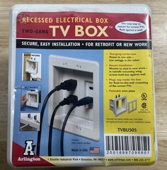 Arlington Model TVBU505 Recessed Electrical Two-Gang TV Box – Made In USA