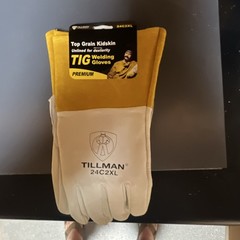 Tillman 24C2XL 2XL Kidskin Leather TIG Welding Gloves Gauntlet White Pair