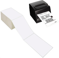 4 X 6 Thermal Labels – Pack of 100 Fanfold Labels for Direct Thermal Printer, Wh