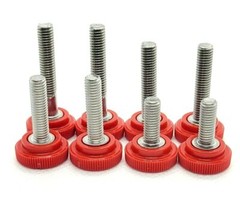 M5 x .8mm Knurled Thumb Screw Bolts with Red Round Clamping Knob Stainless 5mm