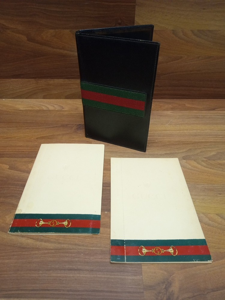 Authentic Vintage GUCCI Black Leather Notebook Address Book PLEASE READ DESCRIPT