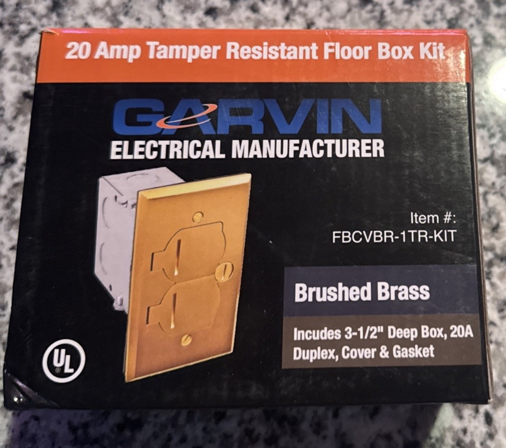 Southwire FBCVBR-1TR-KIT 20 amp Tamper Resistant Floor Box Kit (Brushed Brass)