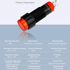10mm 1NO1NC illuminated Latching Square Plastic Push button Switch (LAS3F-11Z)CE