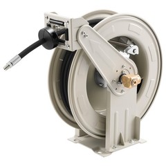 Uimoso Retractable Grease Hose Reel 1/4 in x50 ft with Spring-Driven Auto Rewind